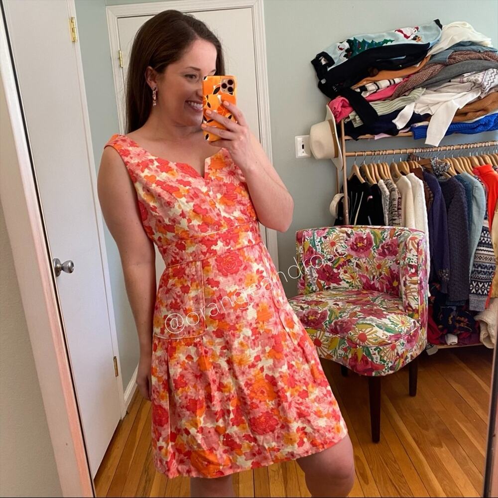 Anthropologie Shoshanna Pink Watercolor Floral Sheath Mini Dress Spring 8 - Picture 5 of 12